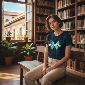 Say Anything Anti Social Butterfly blue tee m